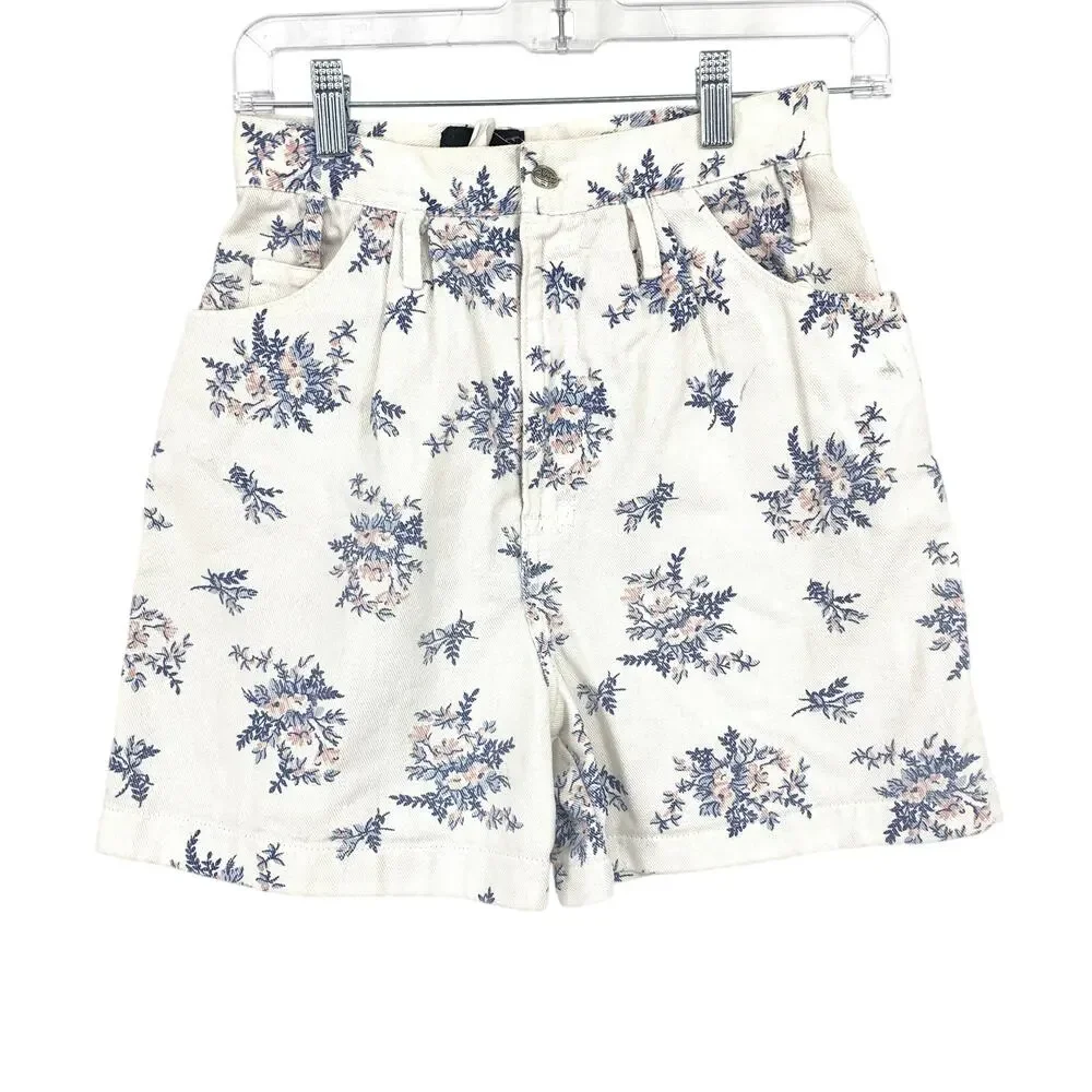 FILATL Vintage 90s High Rise Floral Denim Mom Shorts Womens Sz 25